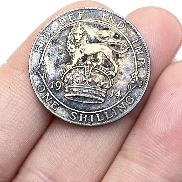 1914 ONE SHILLING - George V - STERLING SILVER - Picture 1 of 6